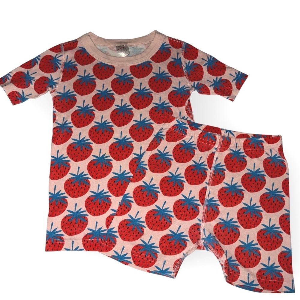 Hanna Andersson Pajama Set 120 6-7 Strawberry Shortie PJs